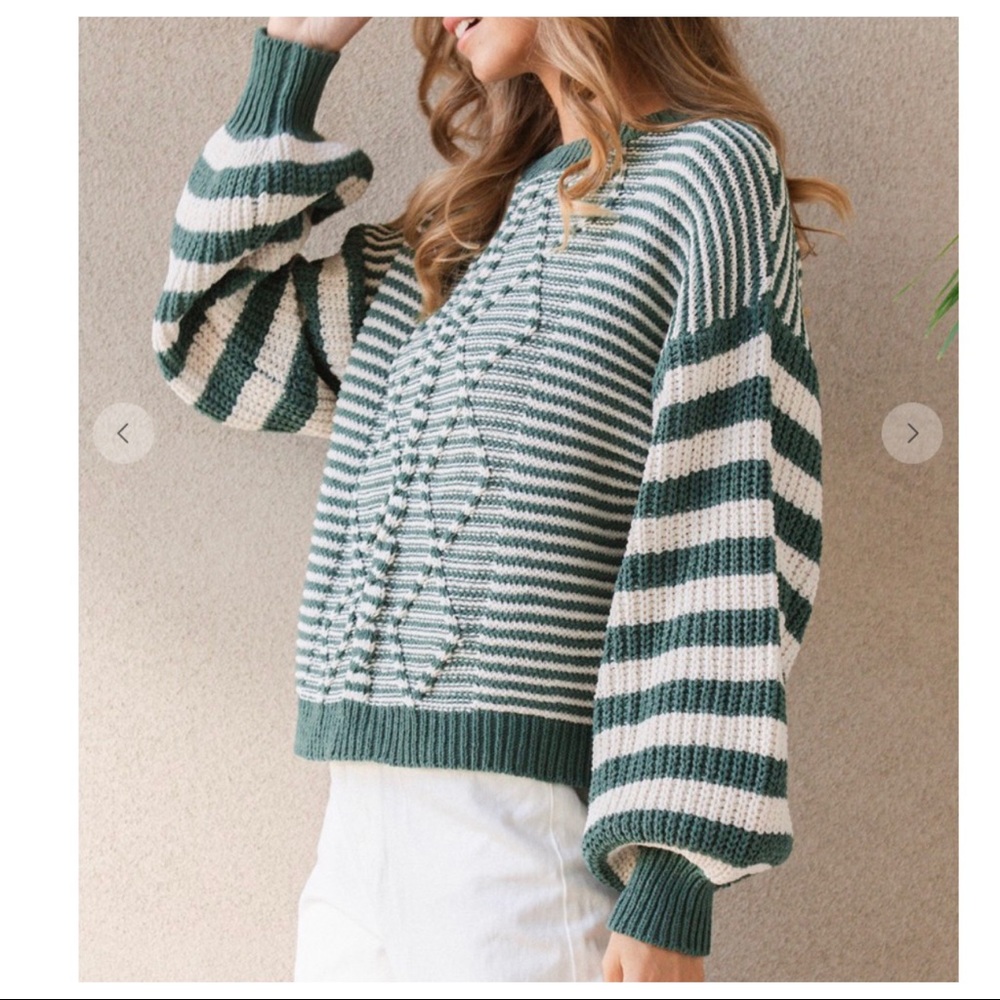 Cozy Perfect Striped Boho Cable Sweater - Picture 3 of 8